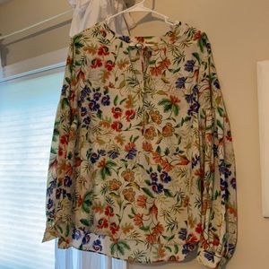 Rose And Olive Floral Balloon Sleeve Peasant Blouse